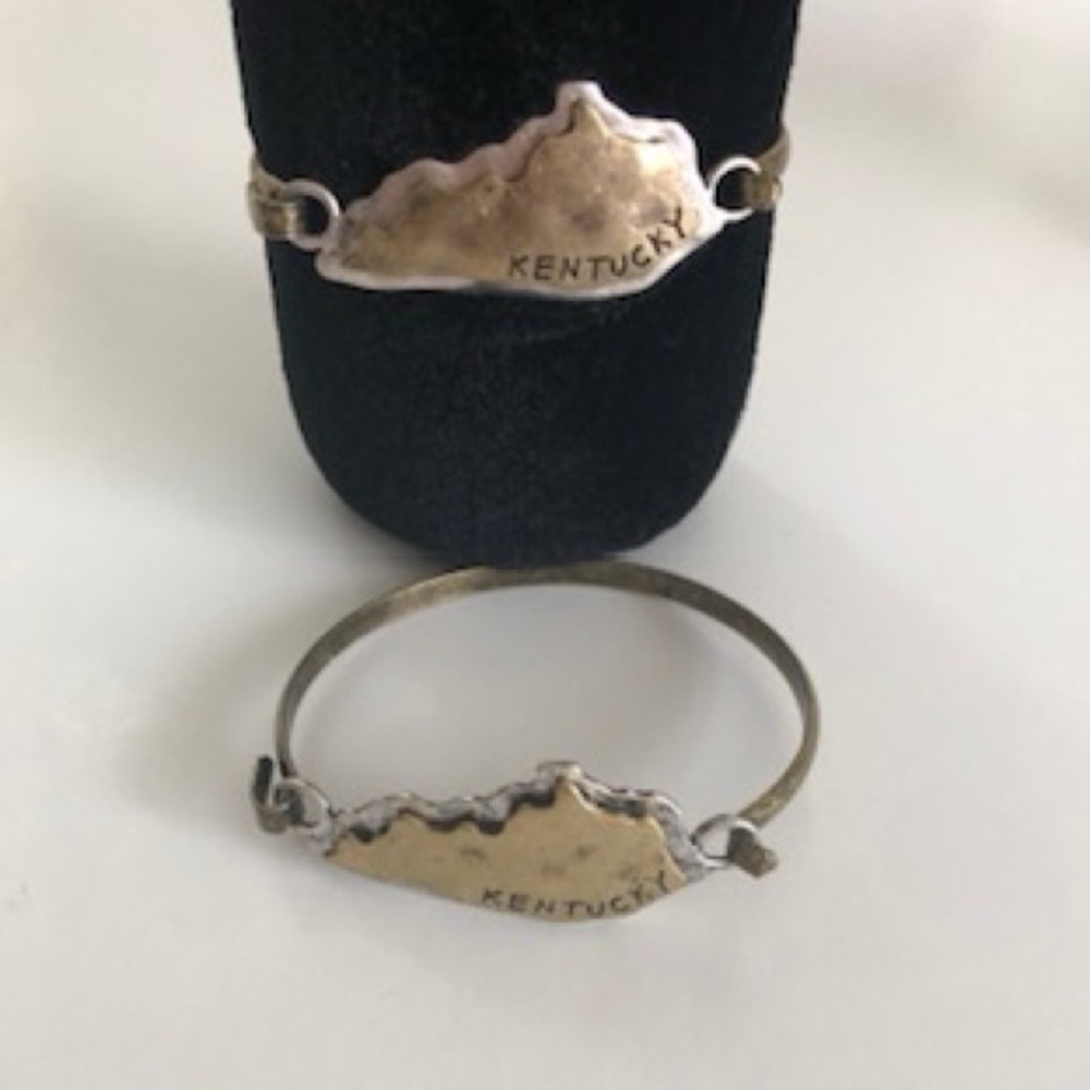 Kentucky State Silhouette Bracelet - Two-Tone Gold Silver